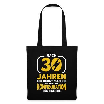 Perlenhochzeit Ehepaar 30. Hochzeitstag Geschenk - Stoffbeutel - Schwarz - Vorne