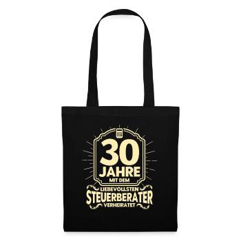 Perlenhochzeit Ehepaar 30. Hochzeitstag Geschenk - Stoffbeutel - Schwarz - Vorne