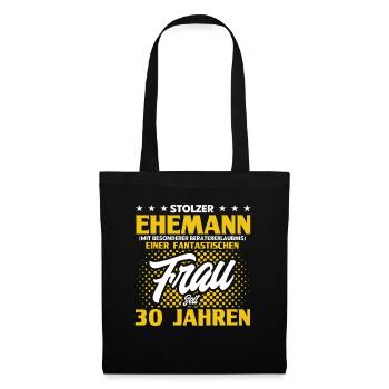 Perlenhochzeit Ehepaar 30. Hochzeitstag Geschenk - Stoffbeutel - Schwarz - Vorne