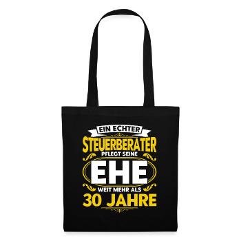 Perlenhochzeit Ehepaar 30. Hochzeitstag Geschenk - Stoffbeutel - Schwarz - Vorne