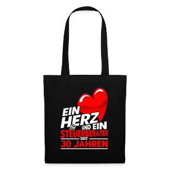 Perlenhochzeit Ehepaar 30. Hochzeitstag Geschenk - Stoffbeutel - Schwarz - Vorne