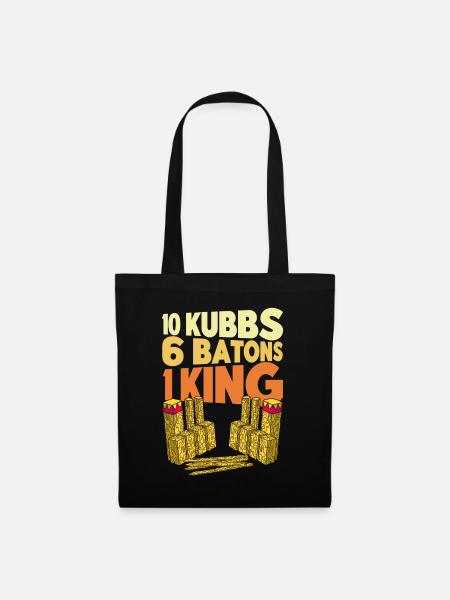 Kubb 10 Kubbs 6 Stöcke 1 König Geschenk - Stoffbeutel - Schwarz