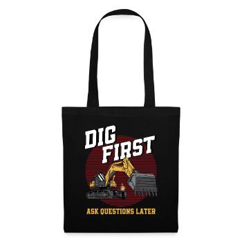 Excavator Construction Worker Heavy Equipment Gift - Tote Bag - black - Front