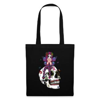 Fairy Floral Halloween Muertos Day Of Dead Sugar - Tote Bag - black - Front