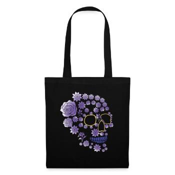 Purple Flower Sugar Bone Muertos Day Halloween - Tote Bag - black - Front