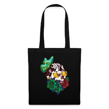 Papillon Floral Bone Sugar Muertos Day Halloween - Sac en tissu - noir - Devant