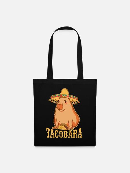 Tacobara Capybara Geschenk - Stoffbeutel - Schwarz