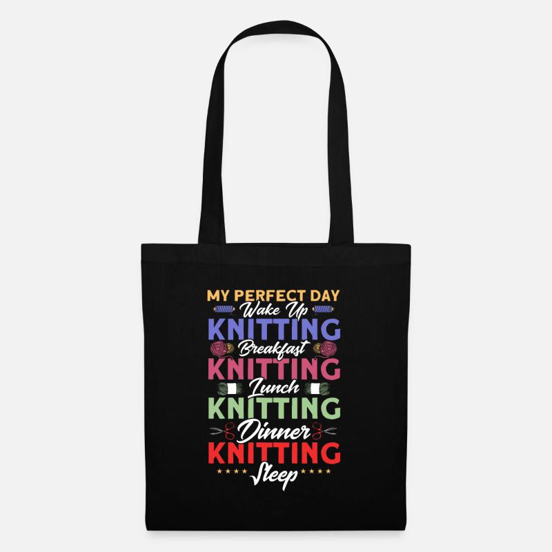 Knitting Fabric Knitting Knitting Gift - Tote Bag - black