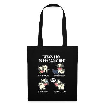 Ce que je fais dans mon temps libre Cow Cow Gift - Sac en tissu - noir - Devant