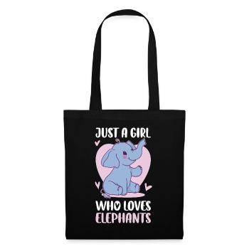 Just A Girl Who Loves Elephants Elefant Geschenk - Stoffbeutel - Schwarz - Vorne