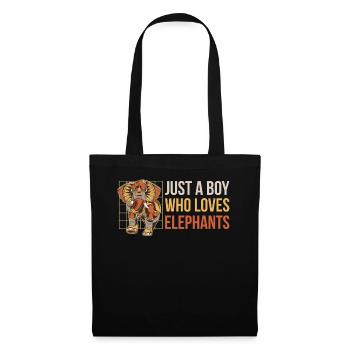 Just A Boy Who Loves Elephants Elefant Geschenk - Stoffbeutel - Schwarz - Vorne