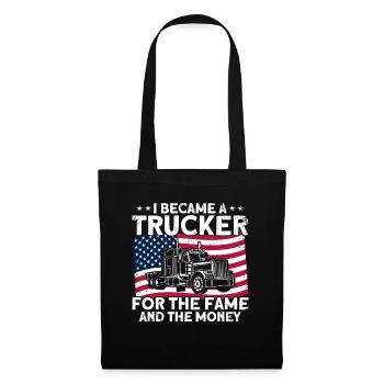Trucker Sattelzug Fernfahrer Geschenk - Stoffbeutel - Schwarz - Vorne