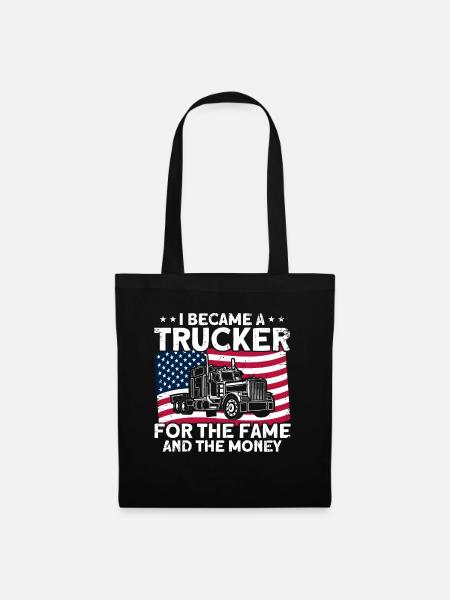 Trucker Sattelzug Fernfahrer Geschenk - Stoffbeutel - Schwarz