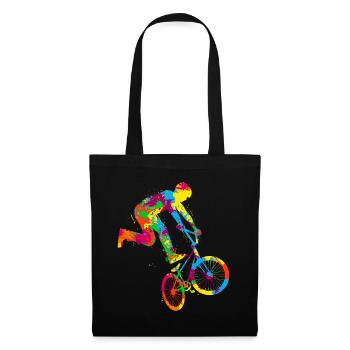 BMX Bike Stunt Fahrer Jungen Kinder - Stoffbeutel - Schwarz - Vorne