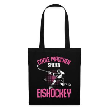 Coole Mädchen spielen Eishockey Hockey - Stoffbeutel - Schwarz - Vorne