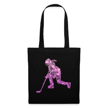 Eishockey Eishockeyspielerin Mädchen Mädchen - Stoffbeutel - Schwarz - Vorne