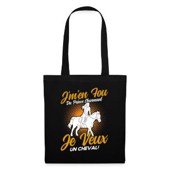 Pferde Reiter Reiten Geschenk - Stoffbeutel - Schwarz - Vorne