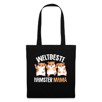 Hamster Mama Goldhamster Damen - Stoffbeutel - Schwarz - Vorne