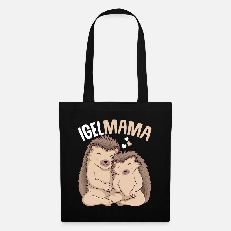 Igel Mama Damen - Stoffbeutel - Schwarz