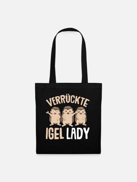 Verrückte Igel Lady Igel Damen - Stoffbeutel - Schwarz