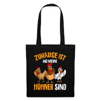 Zuhause ist wo meine Hühner sind Landwirt - Stoffbeutel - Schwarz - Vorne