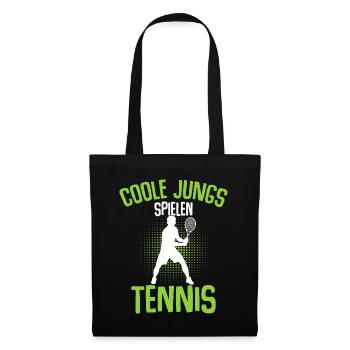 Coole Jungs spielen Tennis Tennisspieler Kinder - Stoffbeutel - Schwarz - Vorne