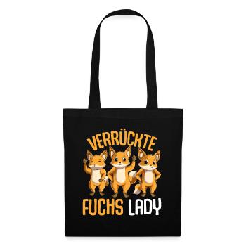 Verrückte Fuchs Lady Damen Füchse - Stoffbeutel - Schwarz - Vorne