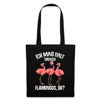 Ich mag halt Flamingos Kinder Mädchen Damen - Stoffbeutel - Schwarz - Vorne