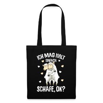 Ich mag halt Schafe Kinder Mädchen Damen - Stoffbeutel - Schwarz - Vorne