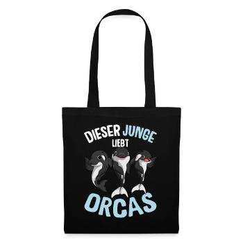 Orca Junge Wal Schwertwal Killerwal Kinder - Stoffbeutel - Schwarz - Vorne