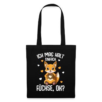 Ich mag halt Füchse Kinder Mädchen Fuchs - Stoffbeutel - Schwarz - Vorne