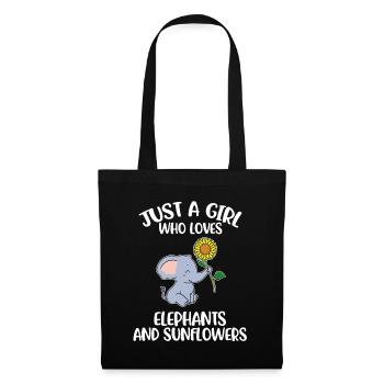 Elephants And Sunflowers Elefant Geschenk - Stoffbeutel - Schwarz - Vorne
