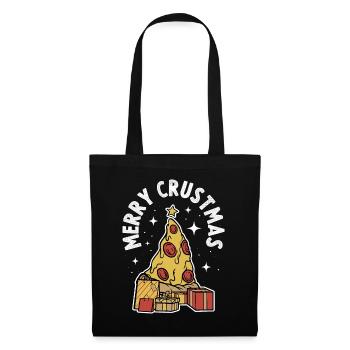 Pizza Christmas Weihnachtsessen Geschenk - Stoffbeutel - Schwarz - Vorne