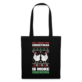 Xmas Chickens Hässlicher Weihnachtspulli Geschenk - Stoffbeutel - Schwarz - Vorne