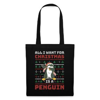 Xmas Penguin Hässlicher Weihnachtspulli Geschenk - Stoffbeutel - Schwarz - Vorne