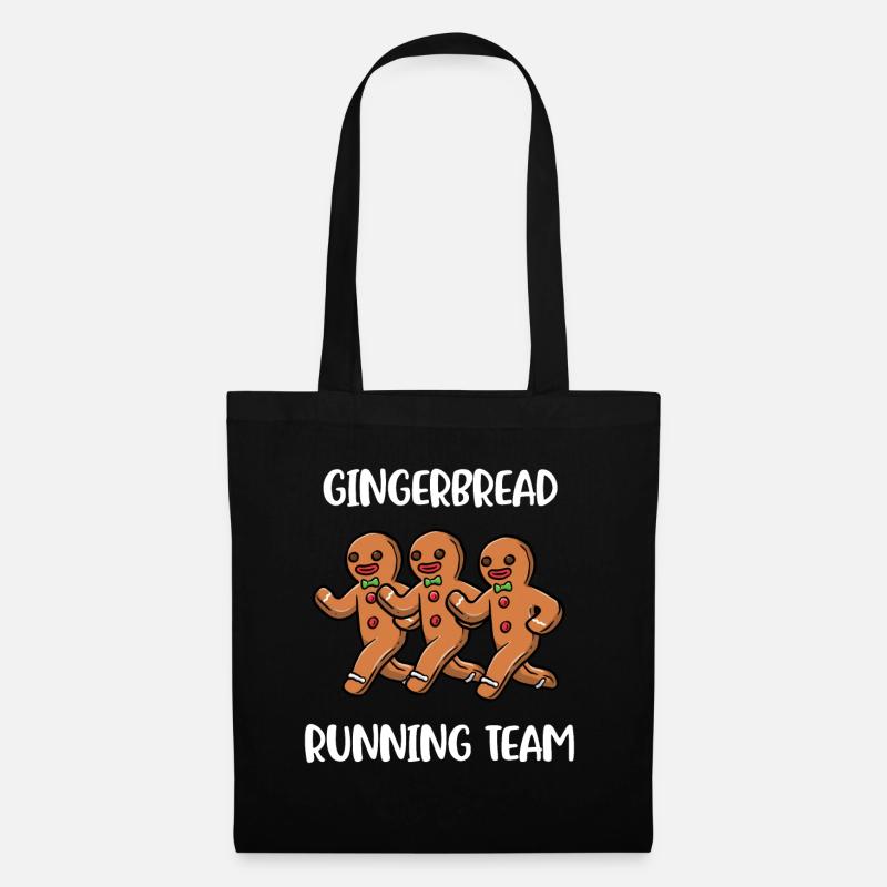 Gingerbread Man Running Team Keks Geschenk - Stoffbeutel - Schwarz