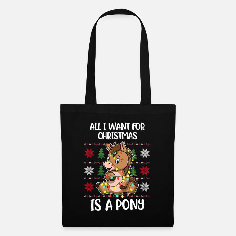 Xmas Pony Hässlicher Weihnachtspulli Geschenk - Stoffbeutel - Schwarz