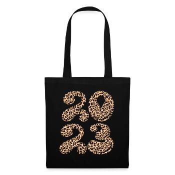 Leopard Happy New Year 2023 Hello 2023 New Year - Stoffbeutel - Schwarz - Vorne