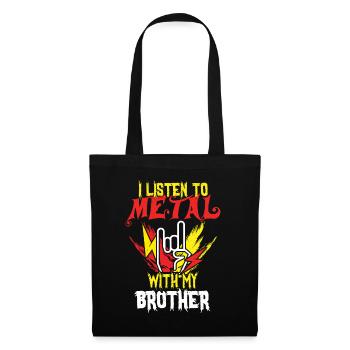 Metal With Brother Metal Kid Music Lover Rocker - Stoffbeutel - Schwarz - Vorne