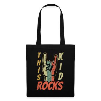 Vintage Retro Rock Sign Rock Hand Metal Kid Rocker - Sac en tissu - noir - Devant