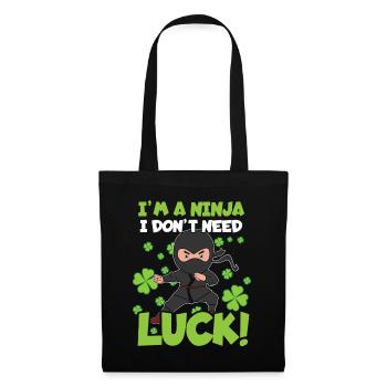 Ninja Glück Kind Japan Klee Saint Patrick Tag - Stoffbeutel - Schwarz - Vorne