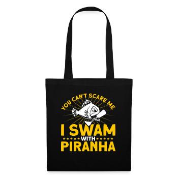 Ich schwamm mit Piranhas Amputierte Geschenk - Stoffbeutel - Schwarz - Vorne