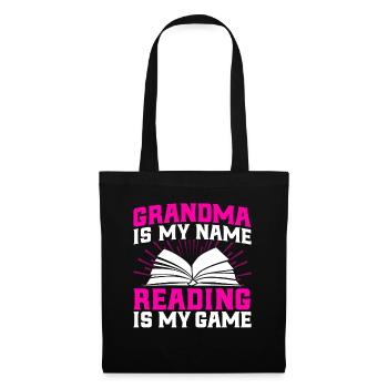 Grand-mère est mon nom Lire est mon jeu Lire un livre - Sac en tissu - noir - Devant
