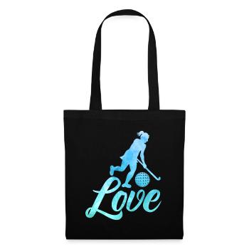 Love Hockey sur gazon Cadeau - Sac en tissu - noir - Devant