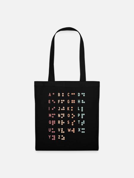 Retro-Buchstaben-Braille-Sprache Braille-Alphabet - Stoffbeutel - Schwarz