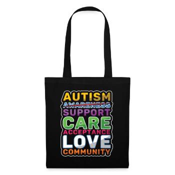 Support Care Love Colorful Puzzle Autism Awareness - Tote Bag - black - Front