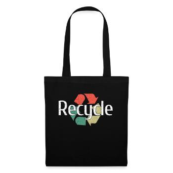Retro Recycle Save Nature Oceans Day Jour de la Terre - Sac en tissu - noir - Devant
