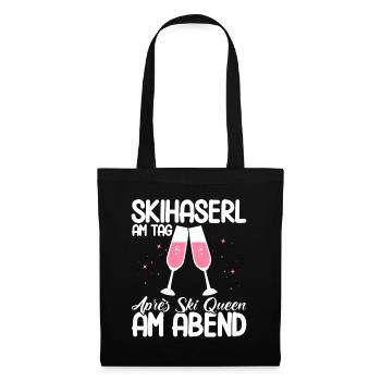 Apres Ski Skihaserl Am Tag Après Ski Queen Geschen - Stoffbeutel - Schwarz - Vorne