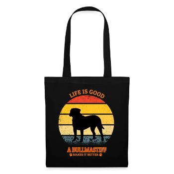 Life Is Good A Bullmastiff Makes It Better - Stoffbeutel - Schwarz - Vorne