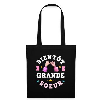 Bientôt Grande Sœur Annonce Grossesse Fille - Sac en tissu - noir - Devant